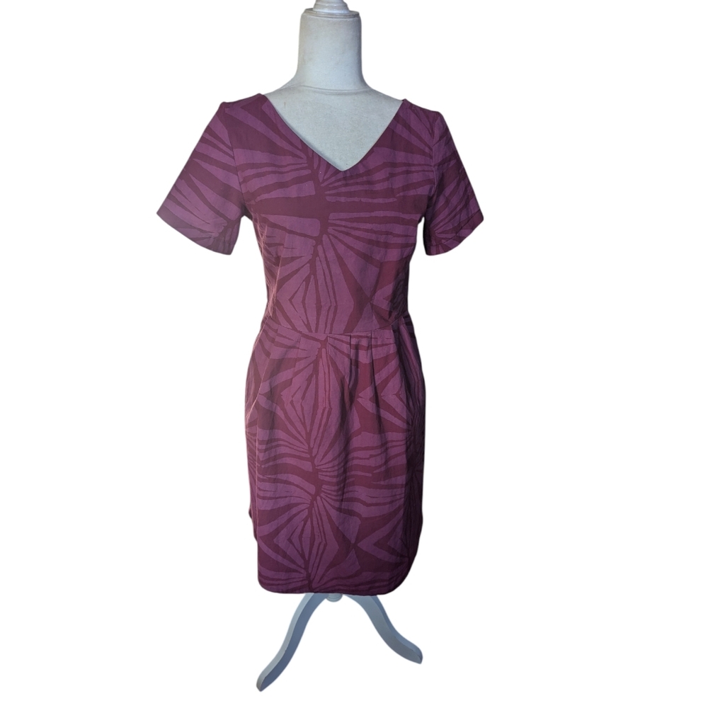 Global Mamas Sustainable Organic Cotton Fit And Flare Magenta Tonal Dress Sz M